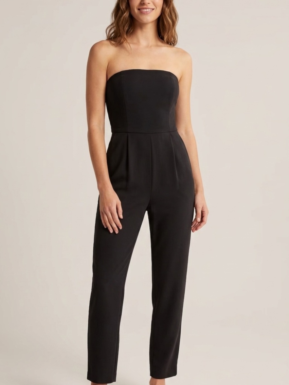 Monteau LA Smocked Strapless Jumpsuit Black Wide Leg Size S - NWT